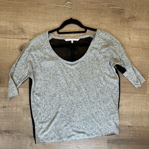 RACHEL ROY Quarter Sleeve Black Sheer Back Long Sleeve Top in Small